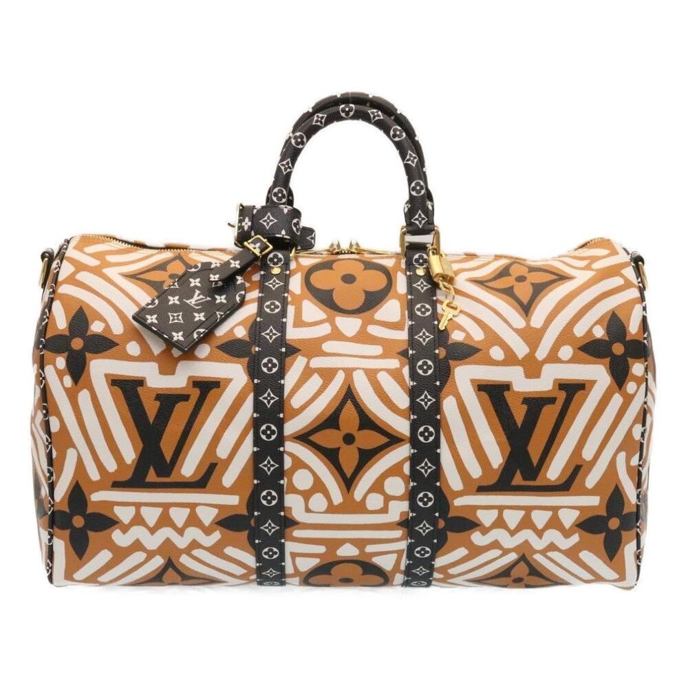 Louis Vuitton LV Crafty Keepall Bandouliere 45 Boston Bag Caramel Brown